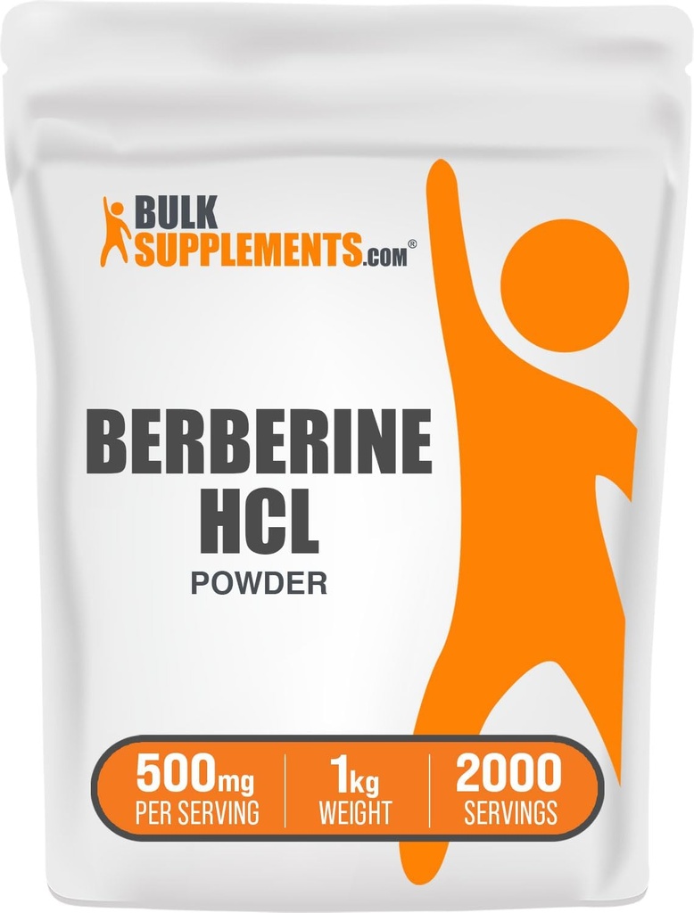 Bulkadditions.com Berberine HCl Powder - Berberine Supplement, Berberine 500mg, Berberine Powder - Gluten Free, 500mg per servering, 1kg (2,2 lbs) (Pack of 1)