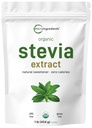 Pure Organic Stevia Powder, 1 Pound (2,837 Servings), Highest Grade Stevia Green Leaf Extract Reb-A | Reduced Bitter Aftertaste | 0 Calorie, Natural Sweetener, Sugar Alternative, Keto Friendly