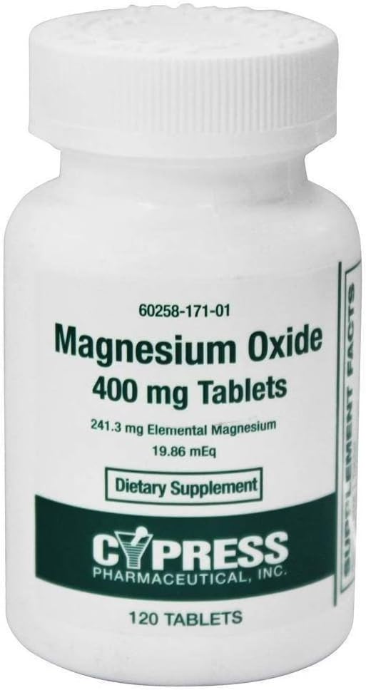 Magnesiumoxid 400 mg, 120 tabletter per flaske (4 flasker)