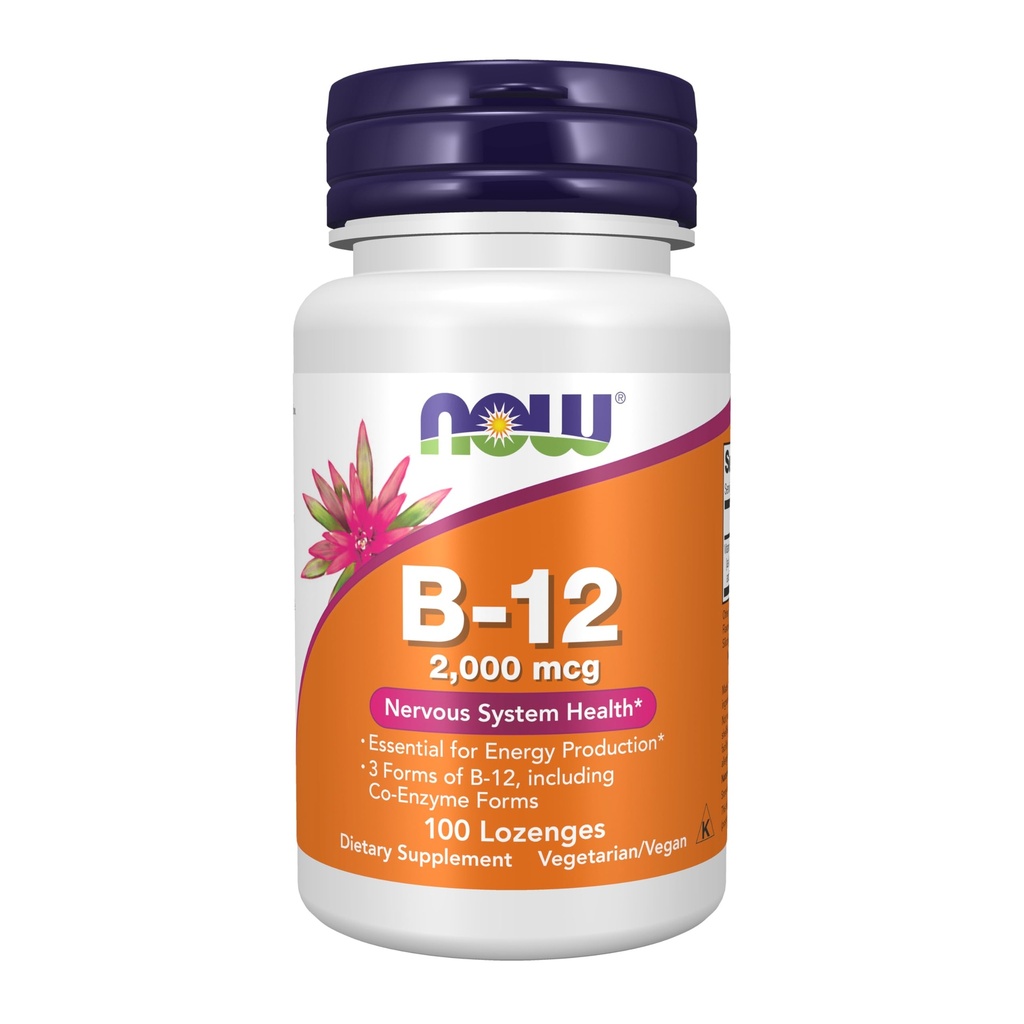 Now Foods Supplements, B- 12 2.000 mcg, Energiproduktion *, Nervesystemet Sundhed *, 100 Lozenges