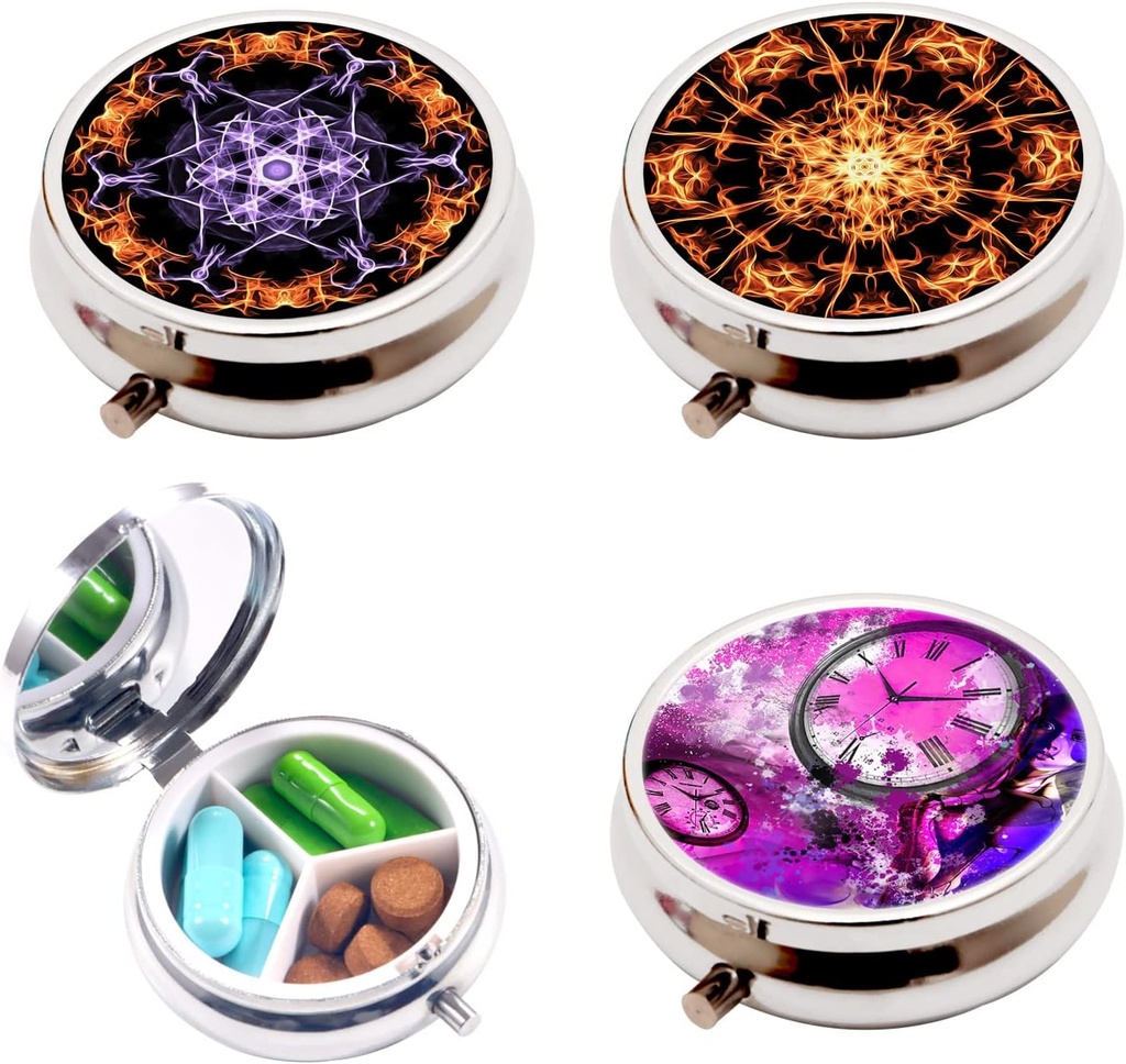 3pcs Pill Box,3 Compartment Small Pill Case for Purse, Cute Mini Medicine Organizer Travel Pill Organizer,Portable Pill Container and Medicine Vitamin Organizer