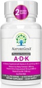 ADK vitamintilskud 5000 IE - højpotens Vitaminer A, D3 og K2 for ben sundhed og kalciumabsorption 124; Gluten- fri vitamin ADK supplement, 60 dages forsyning, 60 kapsler