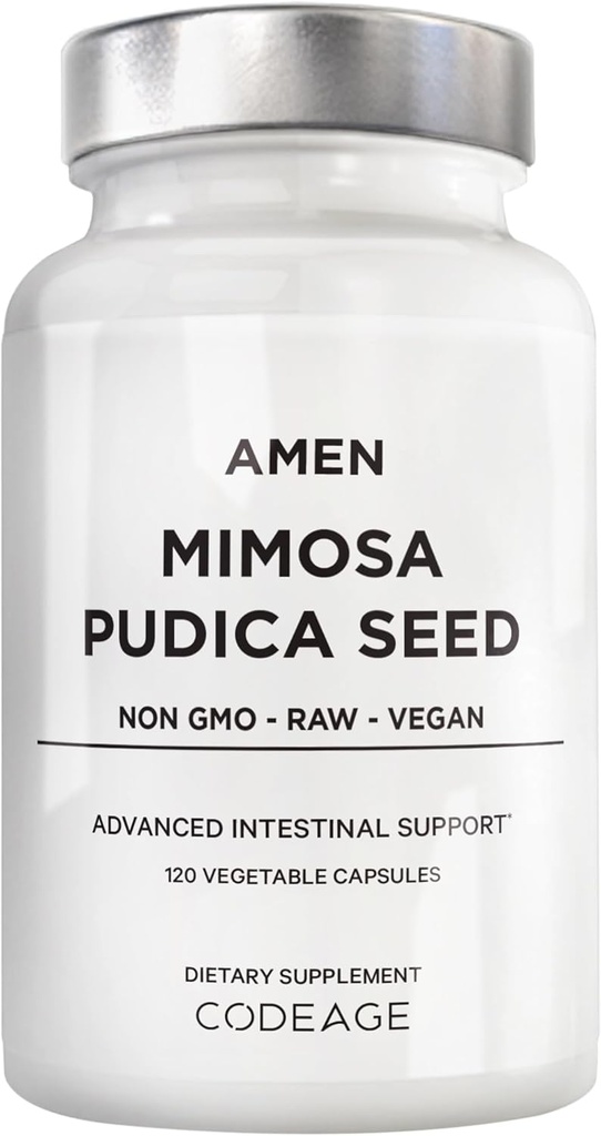 Amen Organic Mimosa Pudica Frø Kapsler, 2 Måned Supply, Vegan Mimosa Pudica Seed Plant Supplement - Mimosin Sensitive Plant Pills - Fat Opløselige Kosttilskud - Non-GMO & Vegan - 120 Kapsler