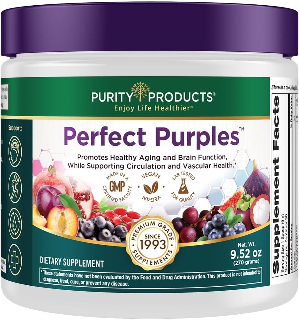 Renhed Produkter Perfect Purples Powder Phytonutrient Rich, Sund Aging Super Formel - Støtte Total Body Health - Høj ORAC Power - P40p Granatæble ekstrakt w / 40% Punicosides - 30 dages forsyning