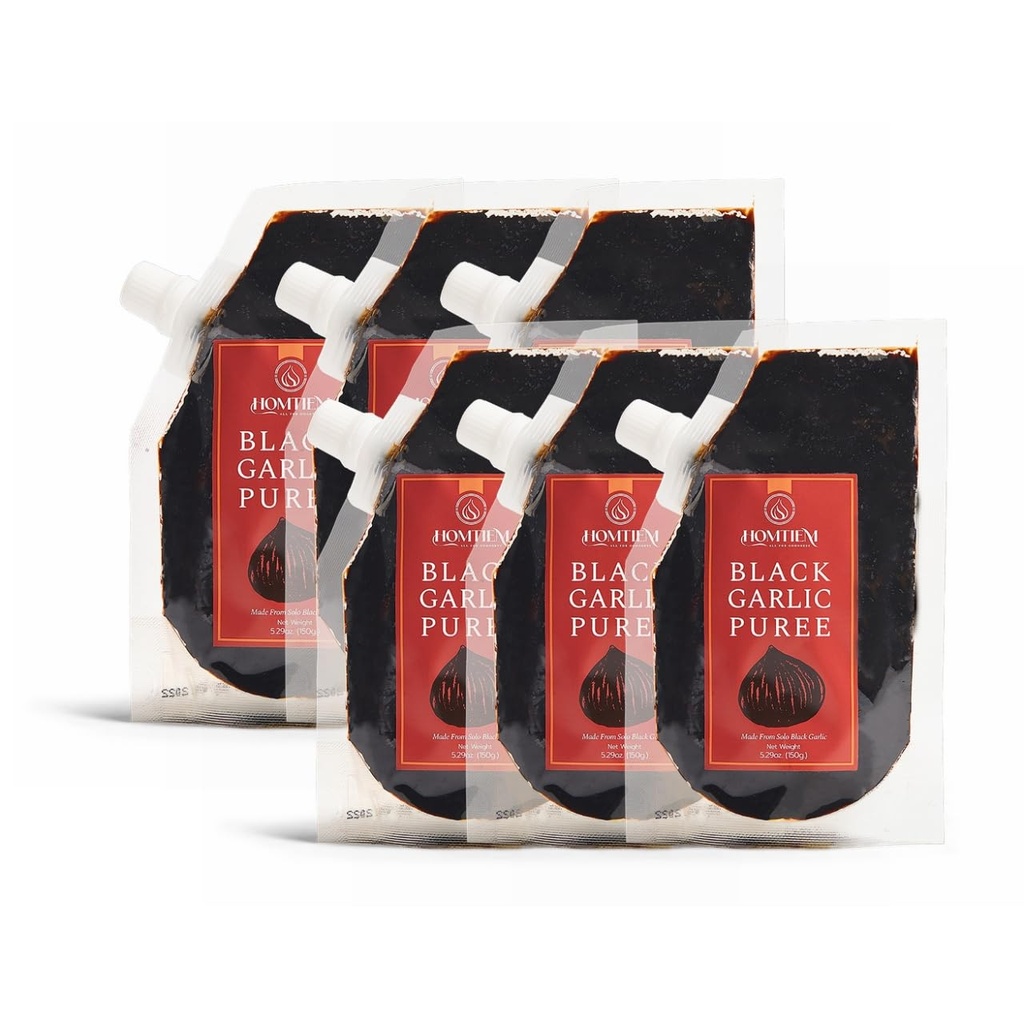 Homtiem Black Hvidløg puree 150g. (Lavet af 100% Solo sort hvidløg), gæret i 90 dage, ikke-GMO, klar til at spise til snacking og madlavning (6)