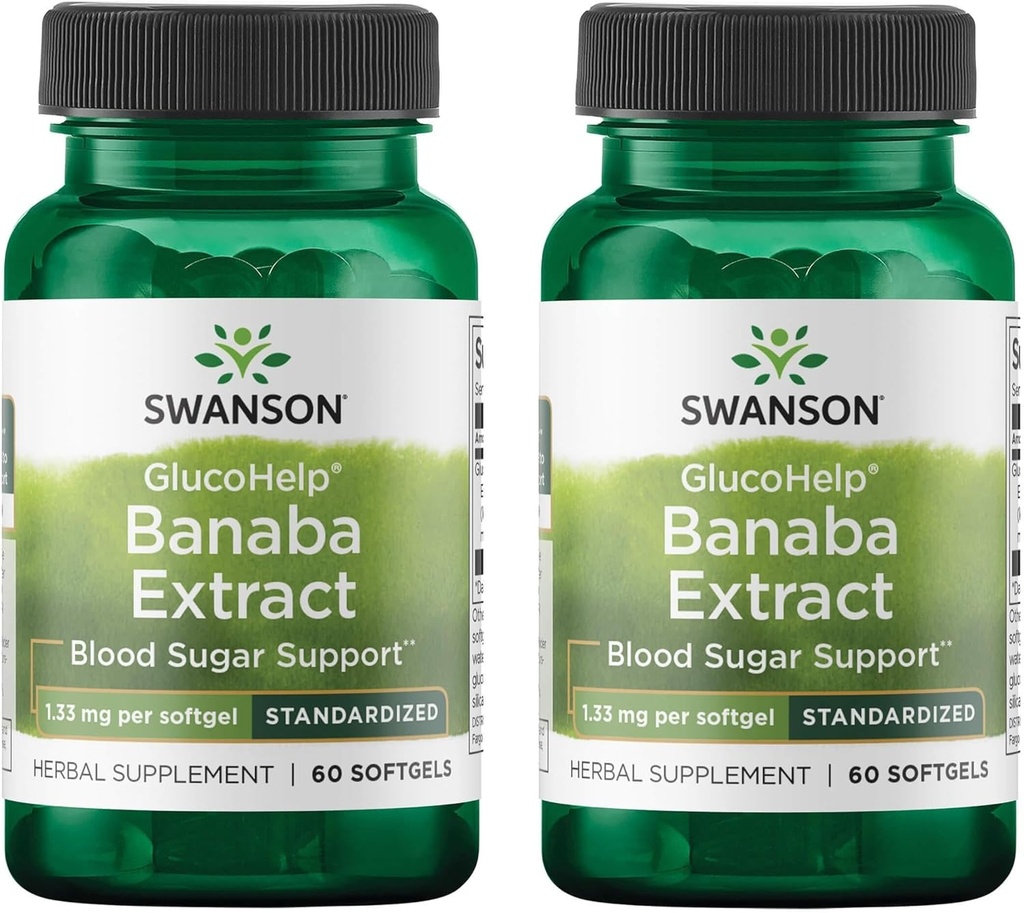 Swanson Glucohelp Banaba Extract - Standardiseret 1, 33 mg 60 Gels (2 Pack)