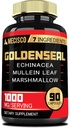 Goldenseal Root Capsule med Echinacea, Mullein Leaf, Plantain & Mere - 90 Veggie Capsules - 7in1 Understøtter immunsystem, fordøjelsessygdomme, Glat vejrtrækning, og bodymanagement