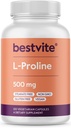 BESTVITE L- Proline 500mg (120 vegetariske kapsler) - Ingen stearater - Ingen Fillers - Vegan - Gluten Free - Ikke GMO