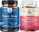 Bundle of Water Away Pills - Fluid retention Supplement med Mælkebøtte Leaf Uddrag til Bloating Relief - Kapsler til ben & fødder Hævelse og kvinders Multivitamin Gummies for voksne Energi & Immunitet
