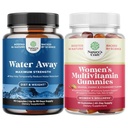 Bundle of Water Away Pills - Fluid retention Supplement med Mælkebøtte Leaf Uddrag til Bloating Relief - Kapsler til ben & fødder Hævelse og kvinders Multivitamin Gummies for voksne Energi & Immunitet