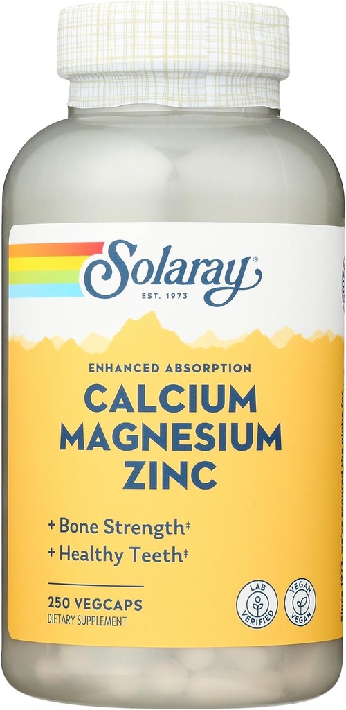 Solaray Calcium, Magnesium, Zinkkapsler, 250 Tælling