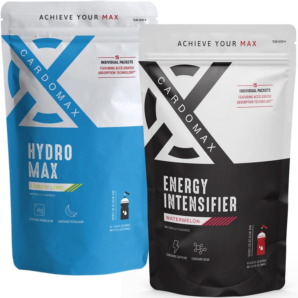 CARDOMAX - Energiforstærker (Watermelon) & HydroMax flydende hydrering (Lemon Lime) Bundle