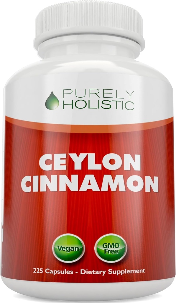 Rent holistiske Ceylon kanel kapsler 1500mg, 225 Vegan kanel kapsler, 75 dages forsyning (25% flere servicer), True Sri Lankan Ceylon kanel supplement