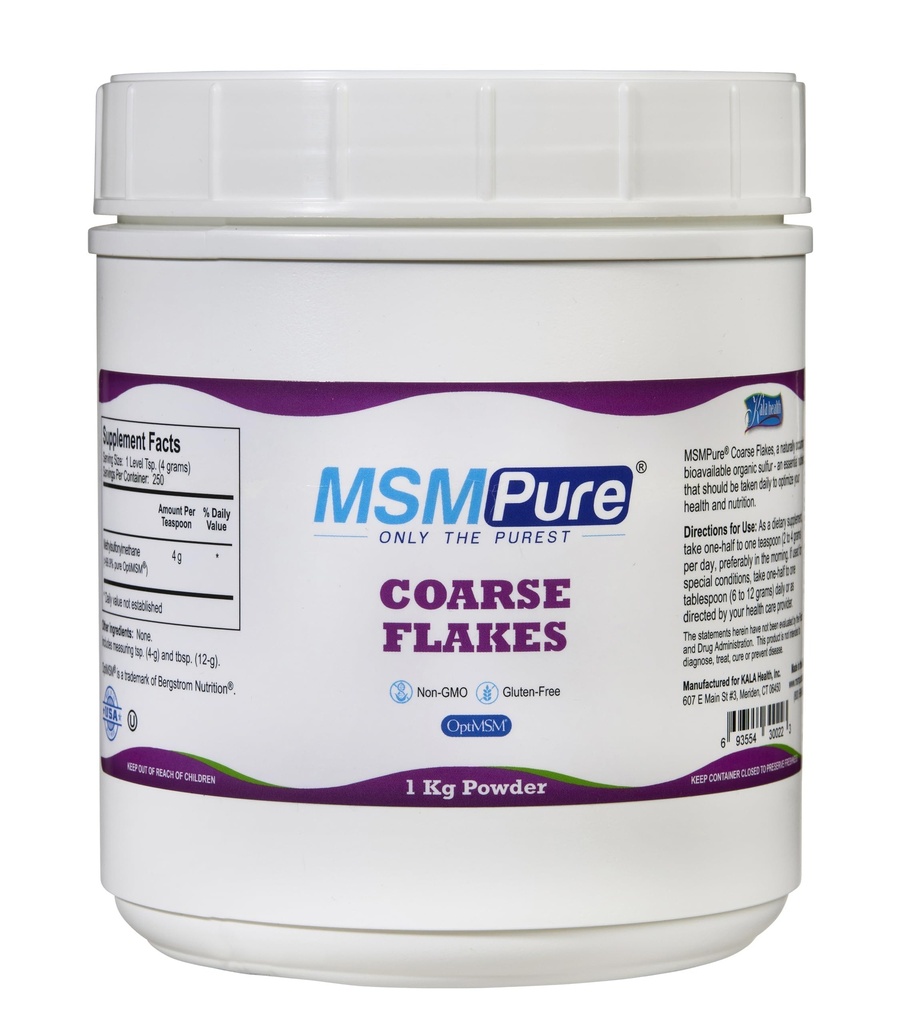 KALA Health MSMPure Coass MSM Powder Flakes - US- Made MSM for fælles sundhed, hud udseende, og hår & negle støtte - 2,2 LB, Økologisk svovl
