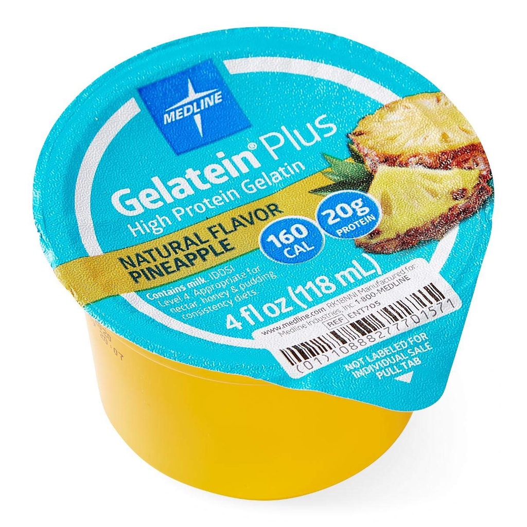 Medline Aktiv Gelatein Plus supplement, nem at betjene, Protein og Calorie Enhanced, Ananas Flavor, 4oz. Cup (sag af 36)