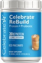 Fejre Vitamin Rebuild Protein Powder med Probiotika & Prebiotika - 20g Whey isolere Protein, High Fiber, for Post Bariatric Kirurgi Patienter - Iced Macchiato (15 Servere)
