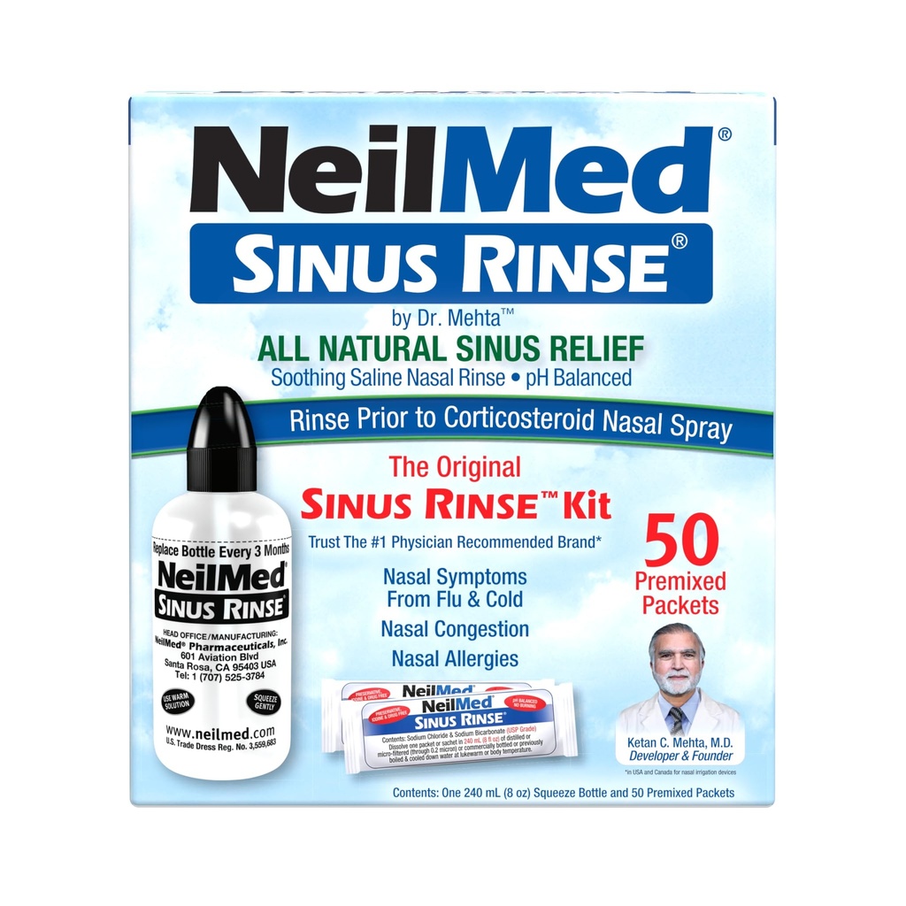NeilMed Sinus Rinse - En komplet Sinus Nasal Rinse Kit, 50 tal (pakke med 1) Tælling kan variere