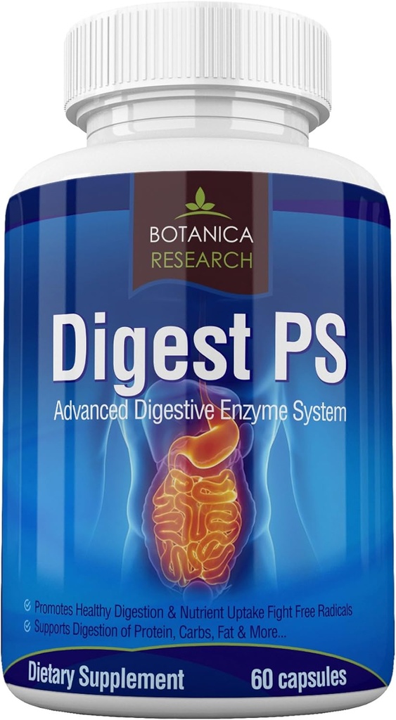 Systematisk PS: Avanceret fordøjelsessystem Multi Enzymes Support - Daily Essential fordøjelsessystem Cleanse: Bromelain, Lipase, Amylase, Lactase, Protease, Pectinase, Peptidase Vegetar Capsule Pills
