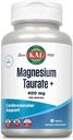 KAL Magnesium Taurate 400mg Plus CoEnzyme Vitamin B6, Chelated Magnesium supplement, sund muskelfunktion, nerve og hjerte sundhed støtte, Gluten Free, Vegan, 60- Day Garanti, 45 Serv, 90 tabletter