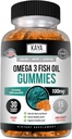 Kaya Naturals Omega 3 Fish Oil Gummies - Fish Oil Supplement med EPA & DHA fedtsyrer - Hjælper støtte hjerne, øje, hjerte sundhed & immunforsvar - ikke-GMO - 30 Greve