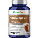 NusaPure Cordyceps 20: 1 Extract, 150 mg Ækvivalent med 3 000 mg 200 Veggie Kapsler (Sinensis CS-4, Non- GMO, Vegan) Bioperine