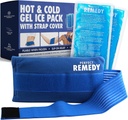 Perfect Remedy 2- Pack Gel Ice Packs til skader med strop Cover, Fleksibel varm kold komprimere, Lindrende bløde isposer til støtte i skader Betingelser, Alternativ til varmt vand flasker (blå, Regelmæssig)