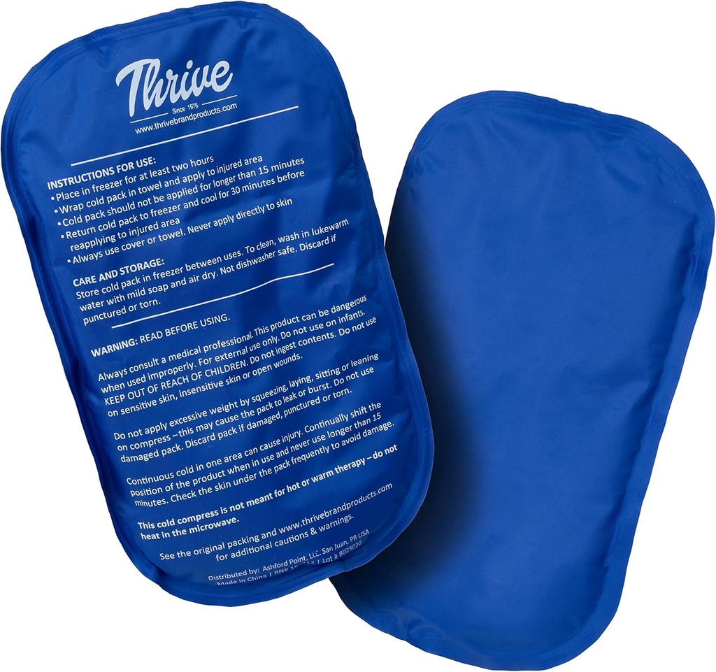 Thrive Ice Packs til skader Genanvendelige - Stor, mørk blå, 2 Greve - Gel Ice Packs & Cold Compress Pads til Neck, Shoulder, Knee & Ryg Pain Relief - Fleksibel, langvarig terapi