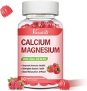 Calcium Magnesium Zinkgummier med D3- og K2- vitamin, høj absorption Magnesiumglycinat Kalium til immun- og roligmood, Raspberry Flavor 60 gummies