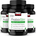 Force Factor ProbioSlim, Probiotisk tillæg for kvinder og mænd med Probiotika og grøn te ekstrakt, Reducere gas, Bloating, Forstoppelse, Support fordøjelsessygdomme & Gut sundhed, 30 Greve (Pack of 3)