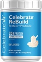 Fejre Vitamin Rebuild Protein Powder med Probiotika & Prebiotika - 20g Whey Isolate Protein, High Fiber, for Post Bariatric Kirurgi Patienter - Unflavored (15 Servere)