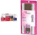 Lipo- Flavonoid Dag & Nat Tinnitus Relief Combo Kit med vitaminer, 90 Caplets & Swisspers Premium Cotton Swabs, 300 Greve