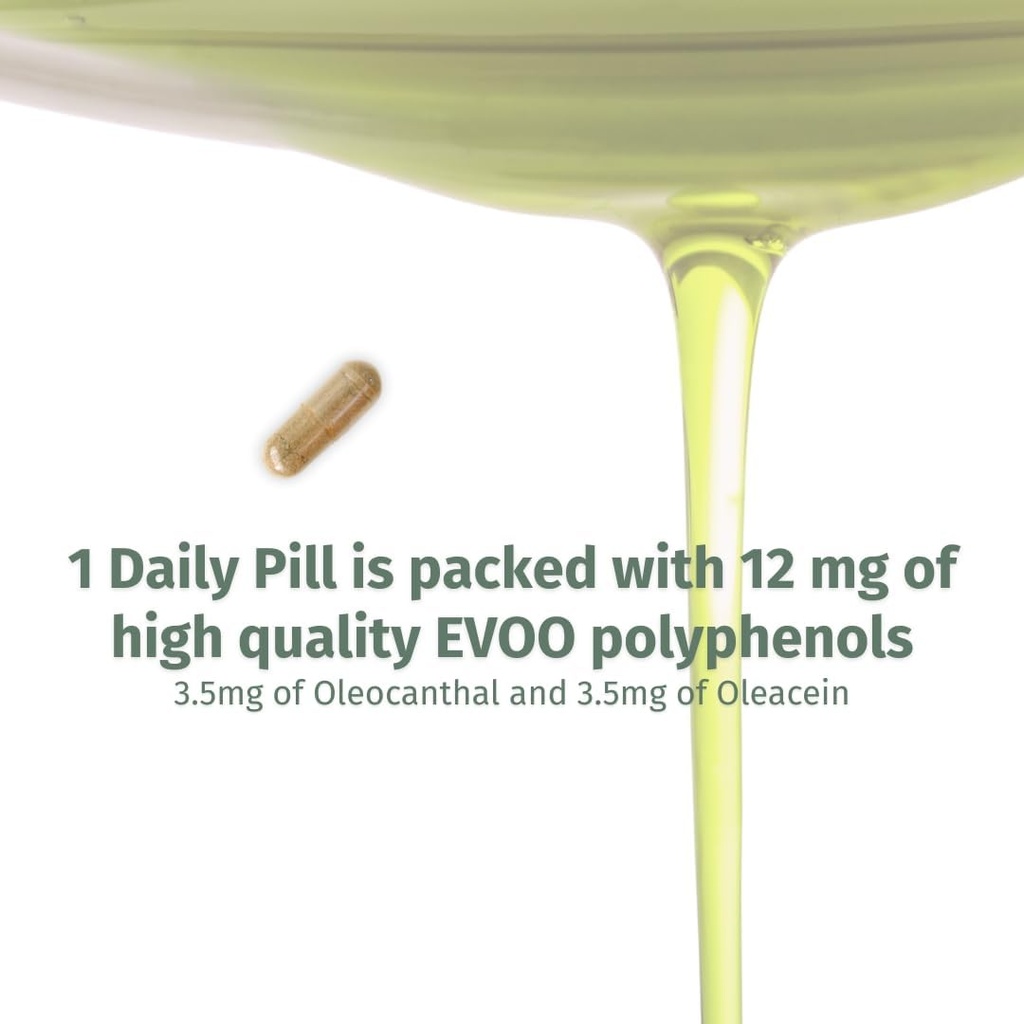 Oleocan ™ kapsler - 90 dages forsyning - Premium EVOO polyphenol supplement - 3, 5 mg Oleocanthal og 3, 5 mg Oleacein - Broad Spectrum
