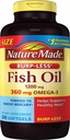 Burp- Mindre Fish Oil 1200 mg, 200 Softgels, Fish Oil Omega 3 tillæg For hjerte sundhed