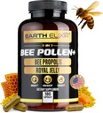 Earth Elixir 3- in-1 Organic Bee Pollen Capsule - Non- GMO, Pure Raw Bee Pollen, Royal Jelly, Propolis Extract for Women & Men - Natural Energy, Immunation & Vitality Support - 180 Propolis Capsules