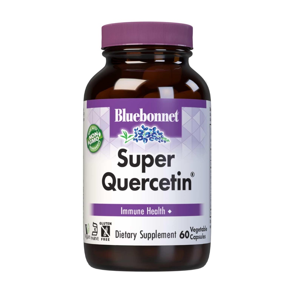 Bluebonnet Nutrition Super Quercetin Vegetabilske kapsler, C-vitamin Formel, Bedste for Sæson- og immunstøtte, Ikke GMO, Gluten Free, Soy Free, Milk Free, Kosher, 60 Vegetabilske kapsler