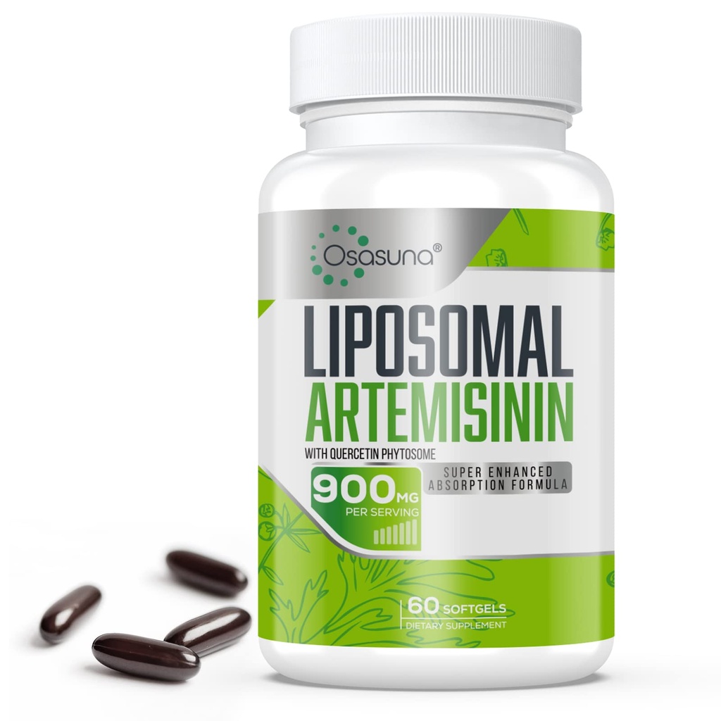 900 mg Liposomal Artemisinin til maksimal absorption, Sweet Wormwood Extract (Artemisia Annua) med Quercetin Phytosome 200 mg, 60 Softgels - 2 Months Supply