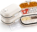 [2 Pack] Zannaki Pill sag Portable små ugentlige rejse Pill Organizer, Cute Fugt Bevis Pill Box Holder for purse, Daily Mini Pocket Pharmacy Medicine Container for Vitamin, Fish Oil, tillæg