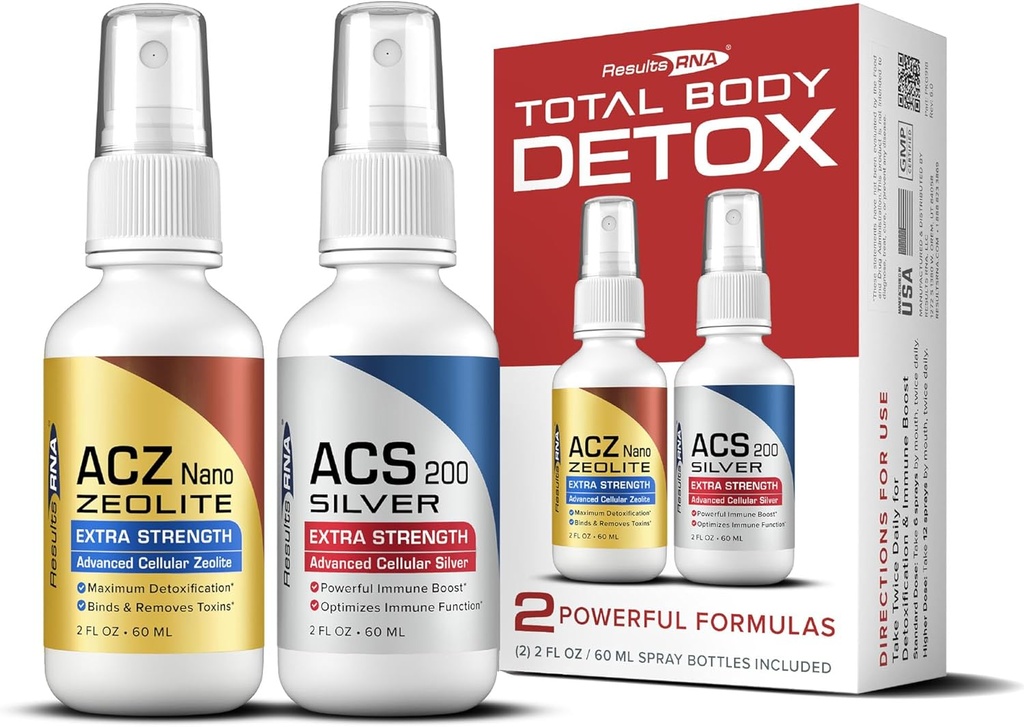 Resultater RNA - Total Body Detox Extra Strength System - ACS 200 Sølv & ACZ Nano Zeolite er klinisk bevist til afgiftning & Boost Immunitet. Anbefalet af Læger Worldwide (2 oz - 30 dag)