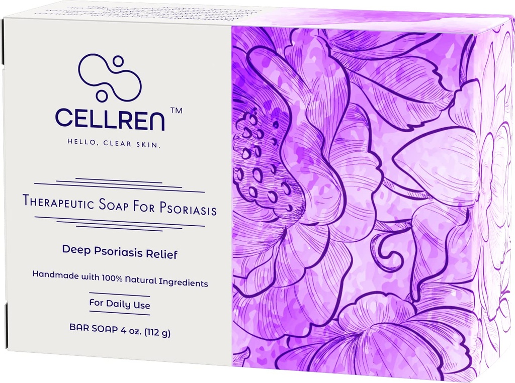 CellRen Psoriasis Sæbe Bar. Naturlig Relief for Psoriasis. Ekstra skin- Calming Formel. 4oz