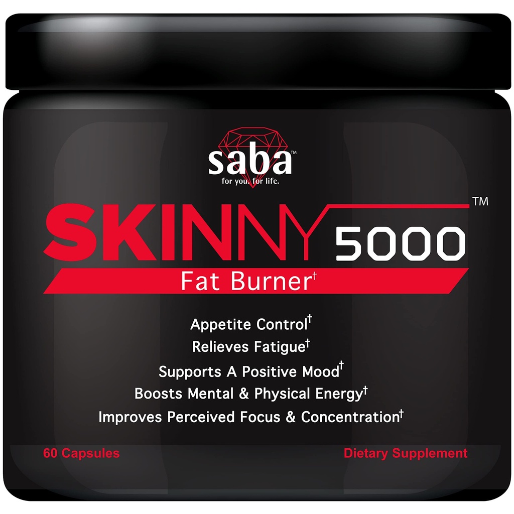 Saba Skinny 5000 - Fedttab -Vægt Loss- Appetite Control -Mild Jitter- Free Energy- Focus -60 Kapsler