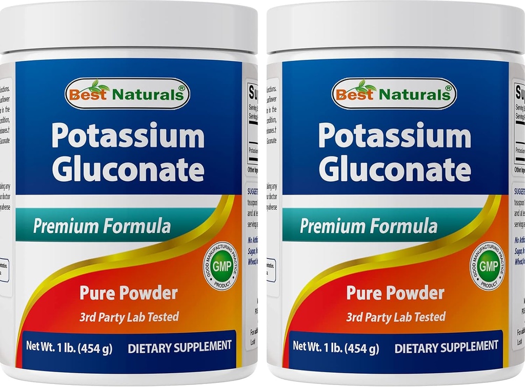 Bedste Naturals Kalium Gluconate 1lb Powder (1 LB (pakke med 2))