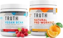 Truth Nutrition Natural Atlete Workout Stack - Natural Preworkout (Orange Tangerine) + Vegan BCAA (Rød Hindbær)