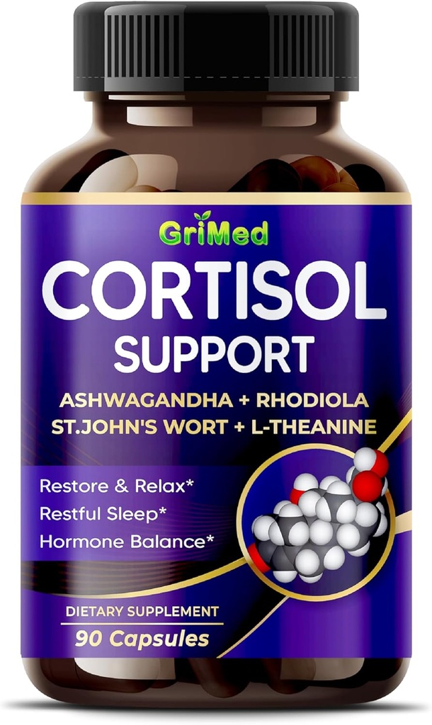 GriMed Ashwagandha Rhodiola 14,150mg - x 10 Power med St.John 's Wort, L- Theanine - Genopret & Slap af, rolig søvn - USA Made & Testet (90 Greve (pakke med 1))