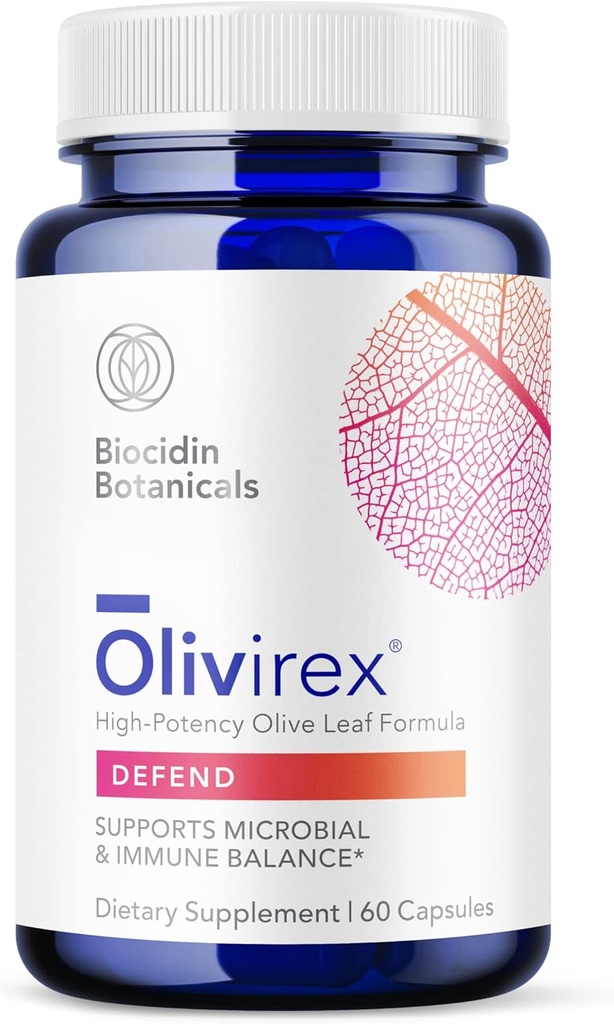 Biocidin Olivirex - Oleuropein Olive Leaf Extract Capsules - High Potency, 18% Oleuropein - Promote Microbial & Immunsupport - Professional-Grade Botanisk Blend for Detox & Wellness (60 kapsler)