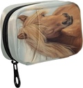 Fustylead Smukke Brun Horse med lang mande Pill Organizer sag med lynlås 2 gange en dag for vitamin og supplement, 7 dages rejse Organizer Medicin sag