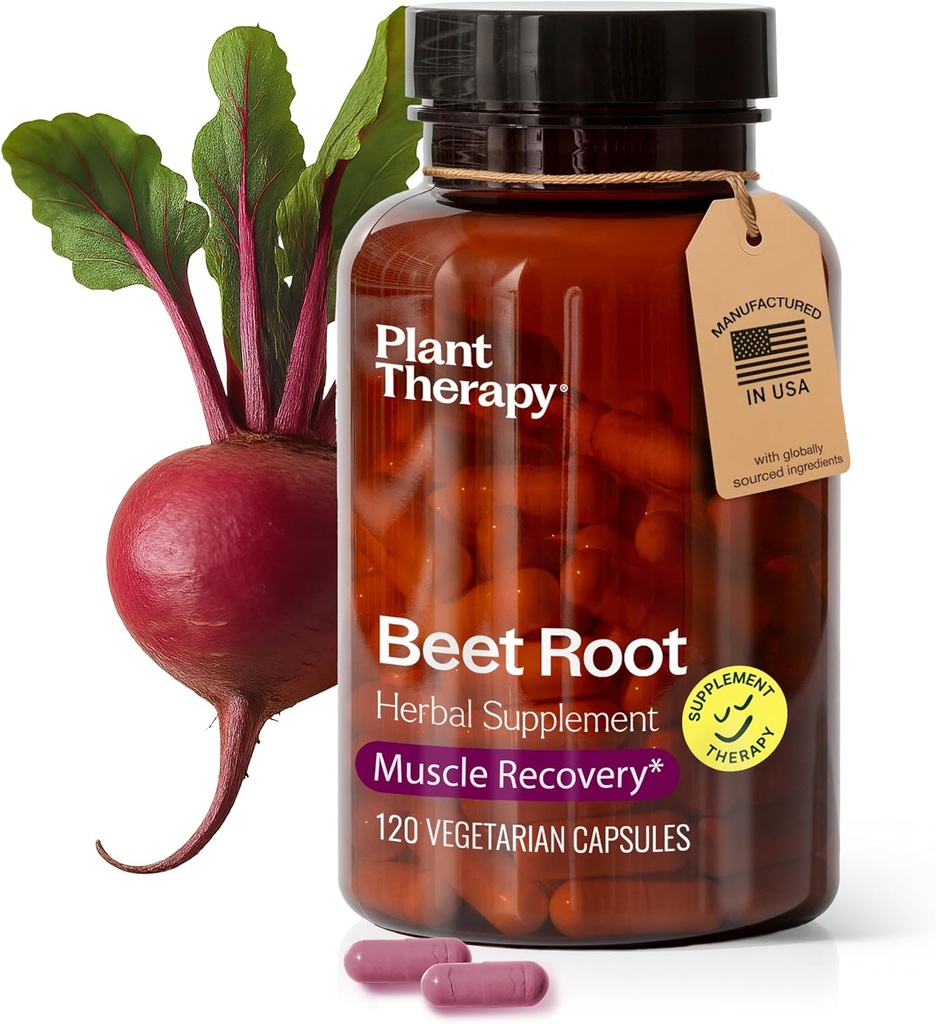 Plant terapi Beet Root Kapsler Fremstillet i USA 4 måneders levering øger Stamina, Fights Træthed, Great for Muscle Recovery & Kardiovaskulære sundhed Kosttilskud til kvinder & mænd 120 Vegetarisk Capsule