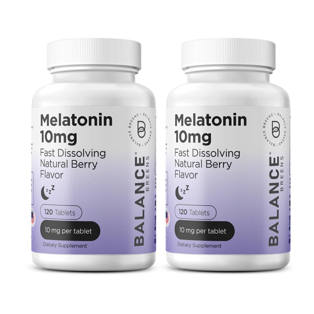 Balancebreens Melatonin 10mg Fast- Opløs, 120 tabletter - Natural Sleep Aid for Restful Nights, Drug- Free Support for Afslapning og Tranquility