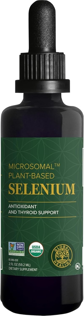 Global Healing Center - Selenium 200mcg, Selenium Supplement Drops med økologiske ingredienser, Antioxidanter til Thyroid og immunforsvar, Non- GMO & Gluten- Free, for Mænd & Kvinder - 2 Fl Oz