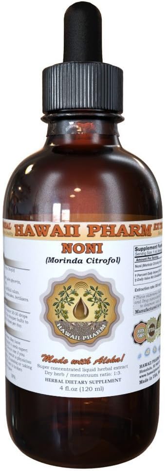 Hawaii iPharm Noni (Morinda citrifolia) Liquid Extract, Tincture, Herbal Supplement, Lavet i USA, 2 fl.oz