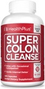 Sundhed Plus Super Colon Cleanse 120 dag levering af Gentle Gut Cleanse Detox, Psyllium Husk, Probiotika til Forstoppelse Relief & fordøjelsesstøtte, 480 kapsler